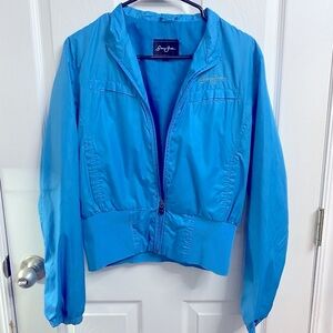 Sean John Womens Jacket Teal Crop Zip-Up Windbreaker.Sz.L- Runs Small-see Detail
